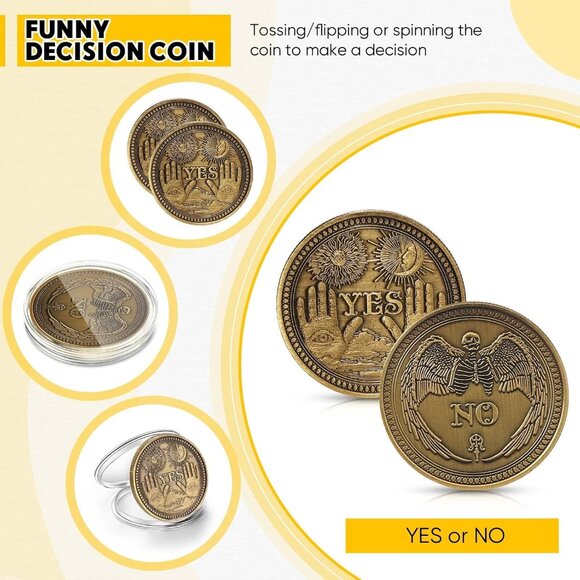 10 Pack Yes No Challenge Coin Decision Maker Flip Coin for Holiday School Office - Picture 3 of 7